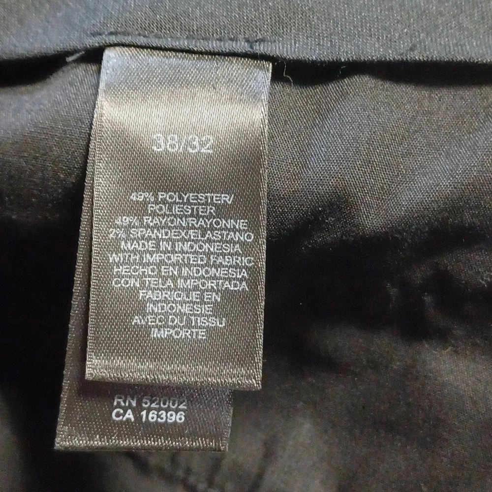 Claiborne Mens Black Pleated Dress Pants 38x32 Straight Leg MERU3116 Stretch‎
